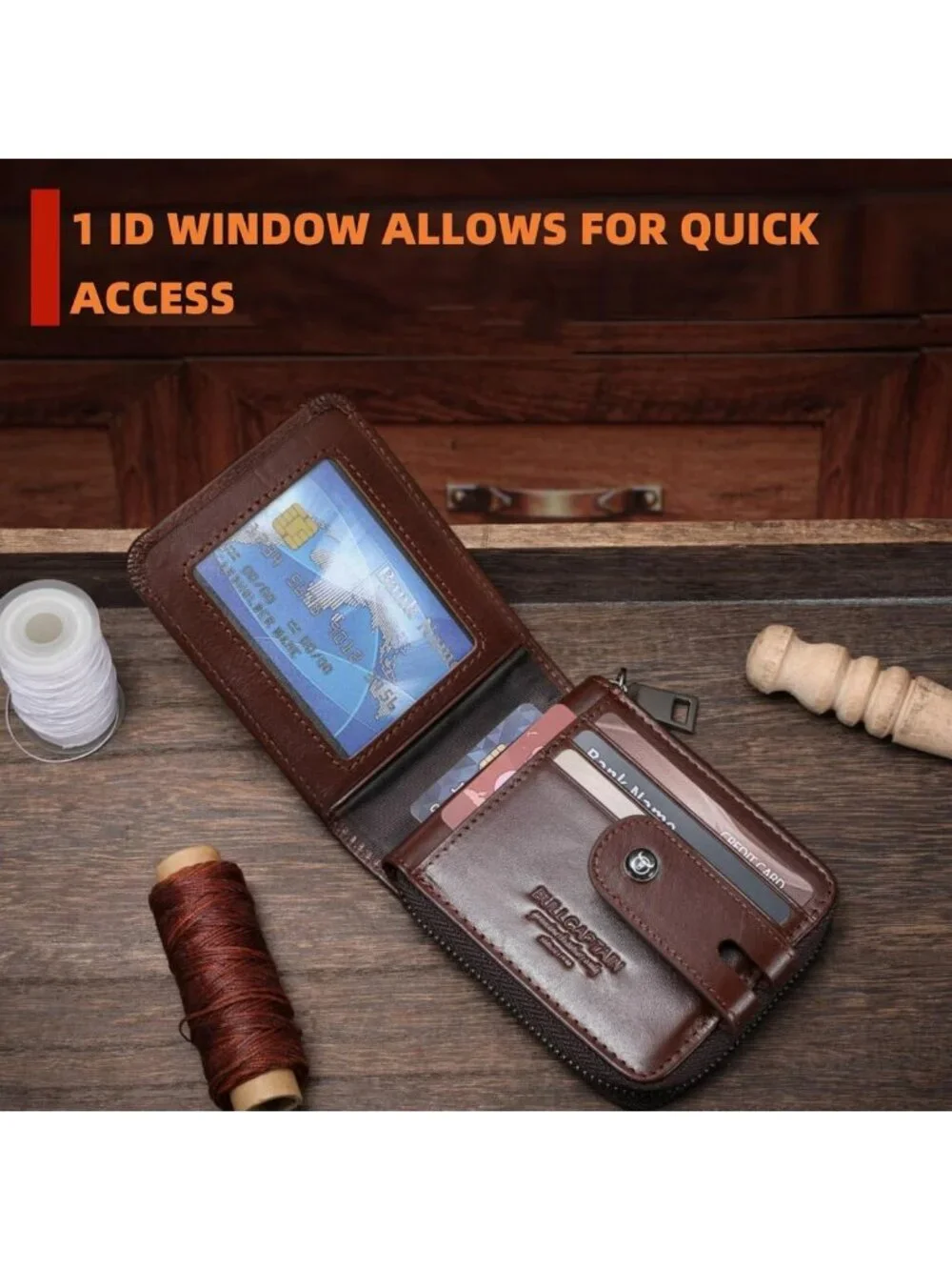 Vintage RFID Blocking Leather Wallet for Men, Large Capacity with 14 Card Slots